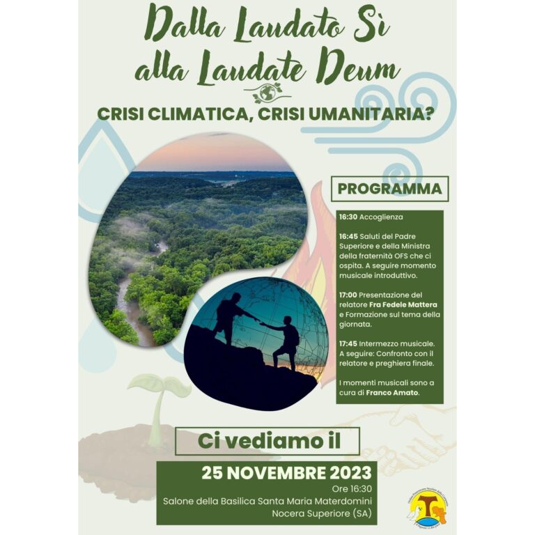 Incontro di formazione “Dalla Laudato sii alla Laudate Deum: crisi climatica, crisi umanitaria?” Sabato 25 Novembre ore 16:30