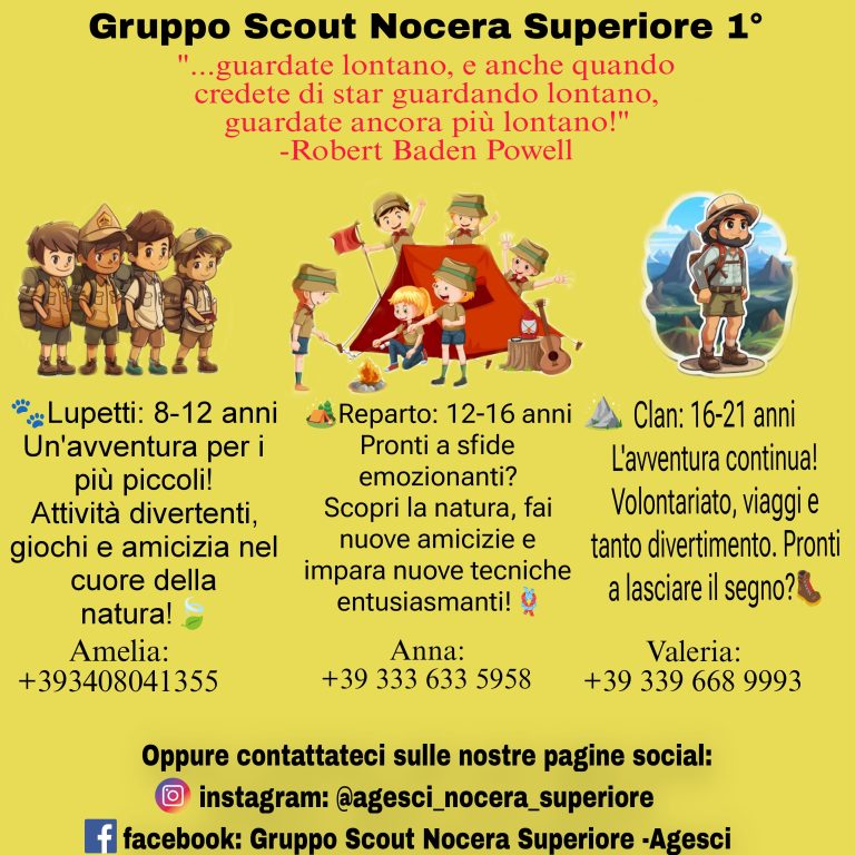 Gruppo Scout: apertura anno associativo 13 Ottobre ore 16.00